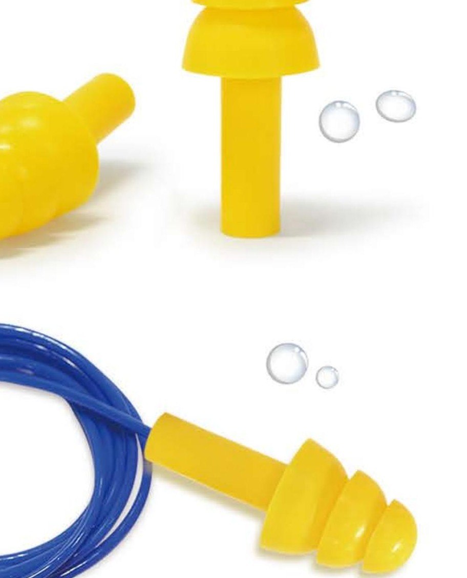 EC-2001 yellow christmas-tree silicone earplugs with cord, unbranded product photo