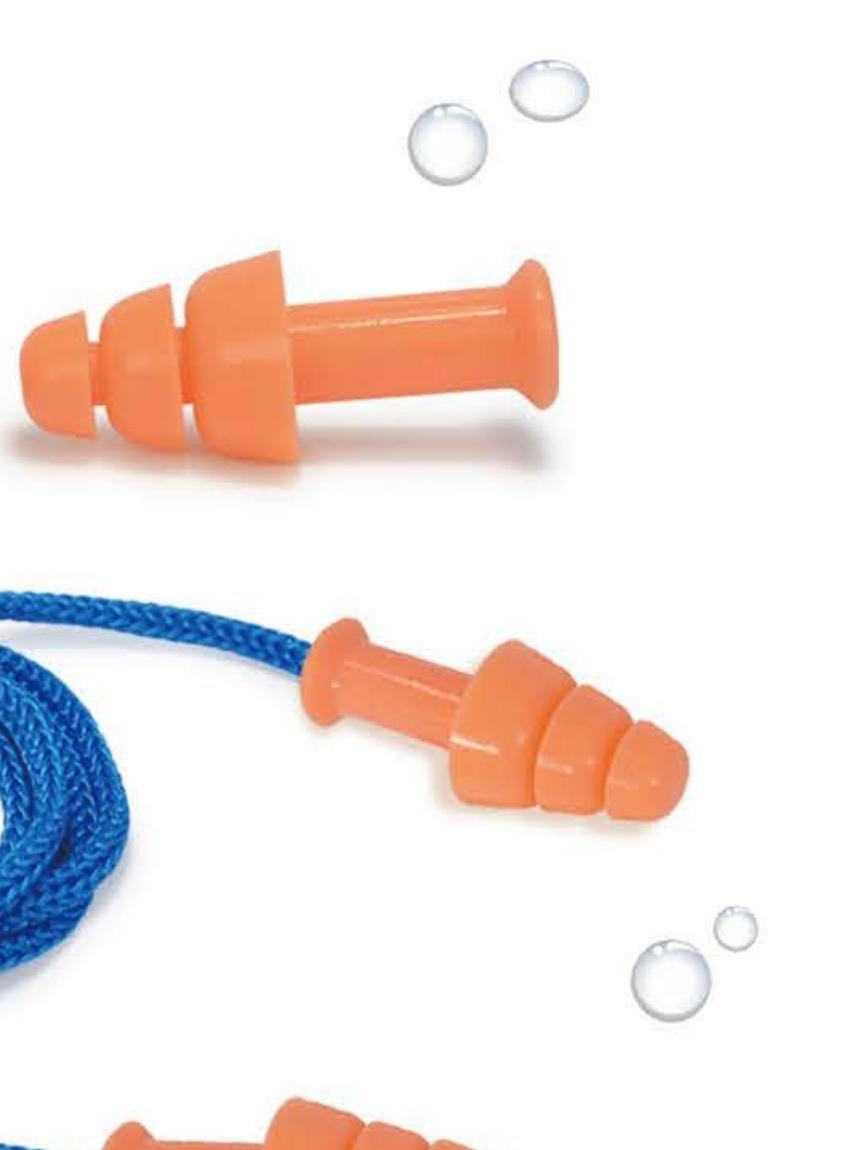 EC-2002 orange christmas-tree silicone earplugs with cord, unbranded product photo
