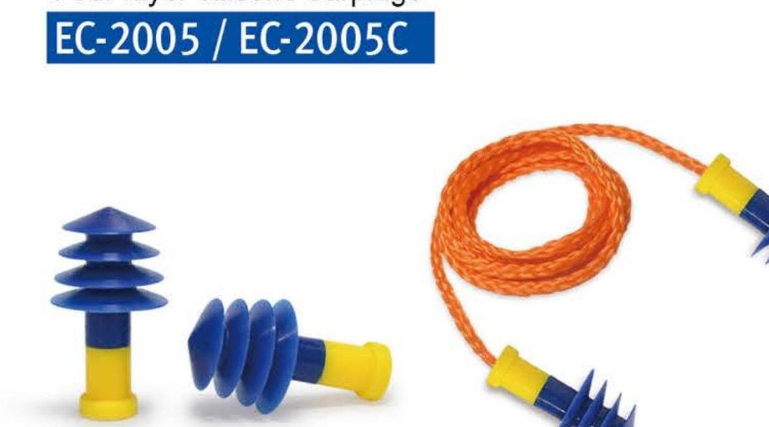 EC-2005 four-layer silicone earplugs with cord, unbranded product photo