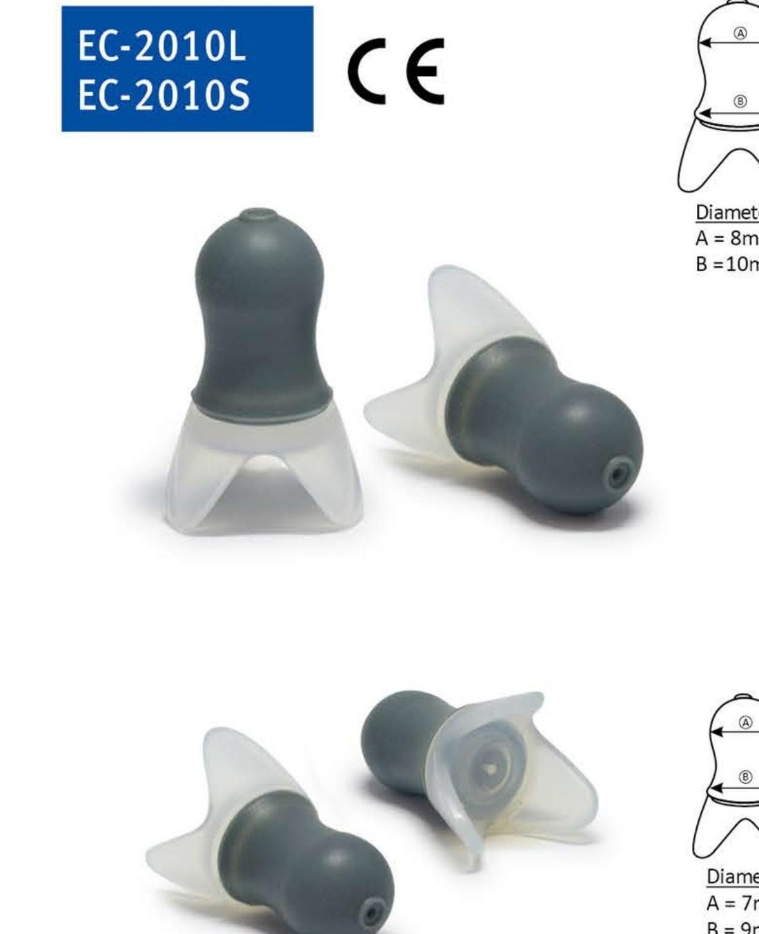 EC-2010L and EC-2010S travel silicone earplugs, unbranded product photo