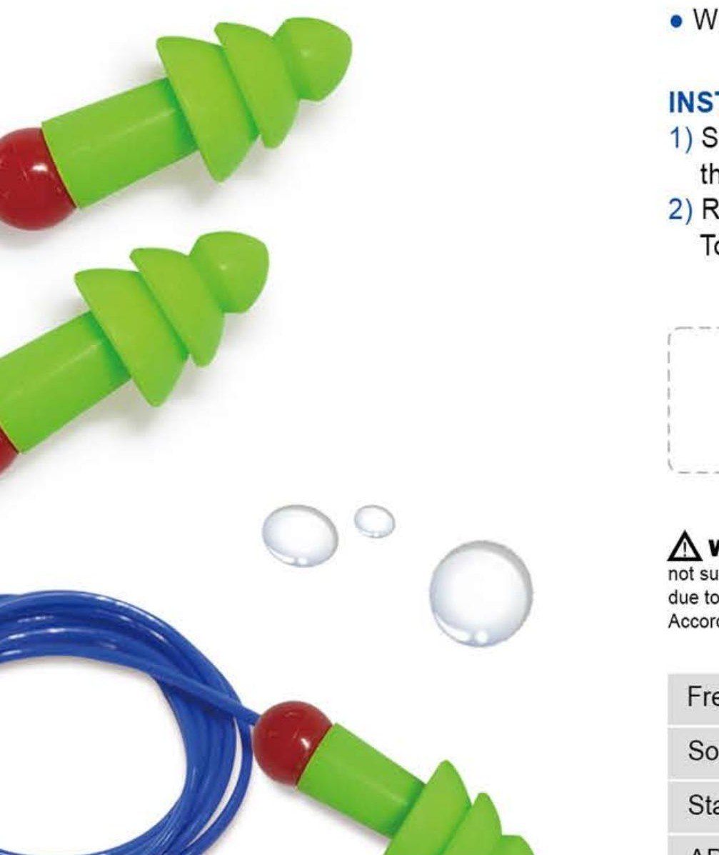 EC-2011P aqua/swim silicone earplugs with red tips and cord, unbranded product photo
