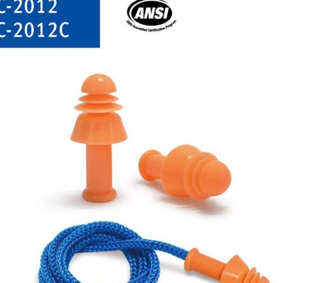 EC-2012 orange christmas-tree silicone earplugs with cord, unbranded product photo