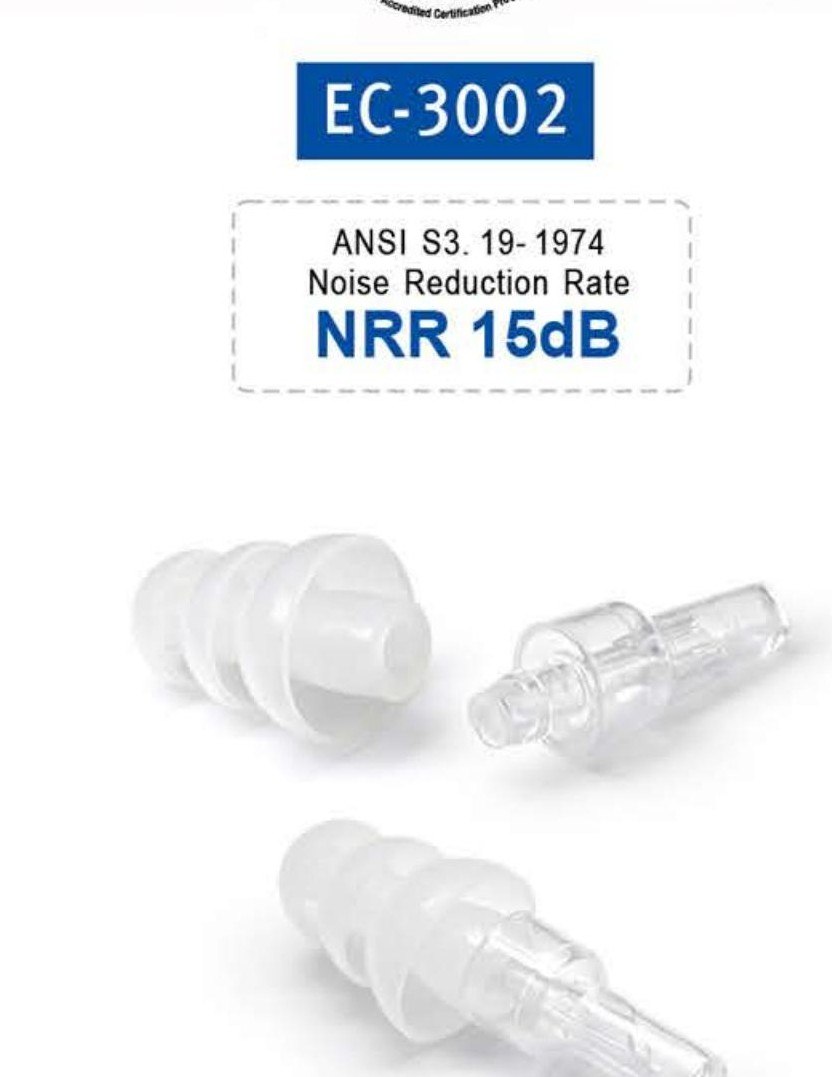 EC-3002 filtered music earplugs with acoustic filter module, unbranded product photo