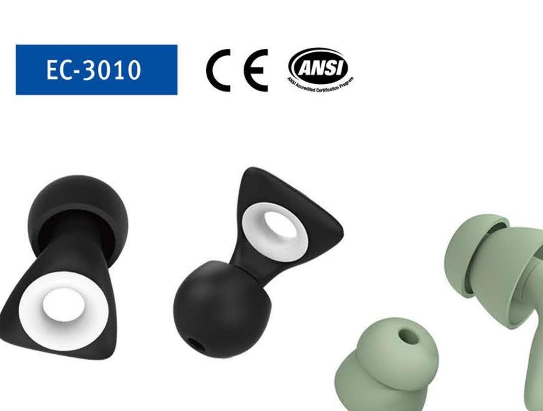 EC-3010 pod-style reusable earplugs with replaceable tips, unbranded product photo