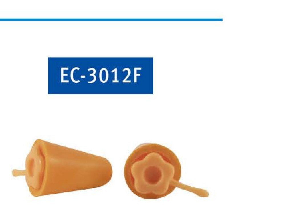 EC-3012F flanged foam earplug with pull stem, vented flower-shaped tip, unbranded product photo