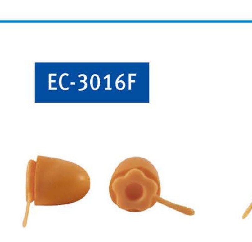 EC-3016F flanged foam earplug with pull stem, vented flower-shaped tip, unbranded product photo