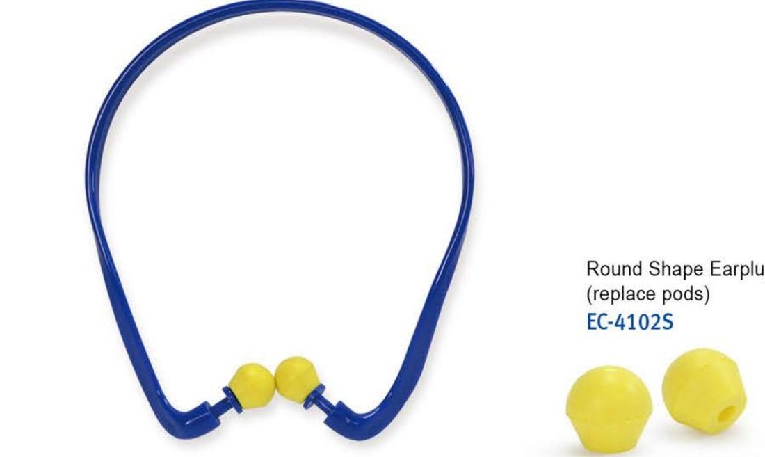 EC-4102 round-shape banded earplugs with replacement pods, unbranded product photo