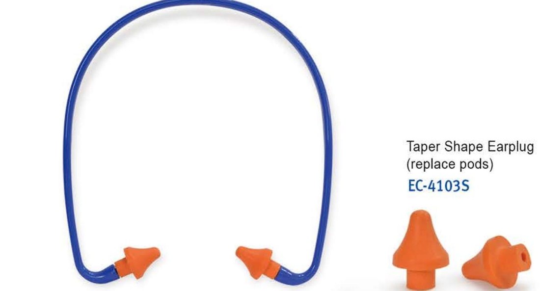 EC-4103 taper-shape banded earplugs with replacement pods, unbranded product photo