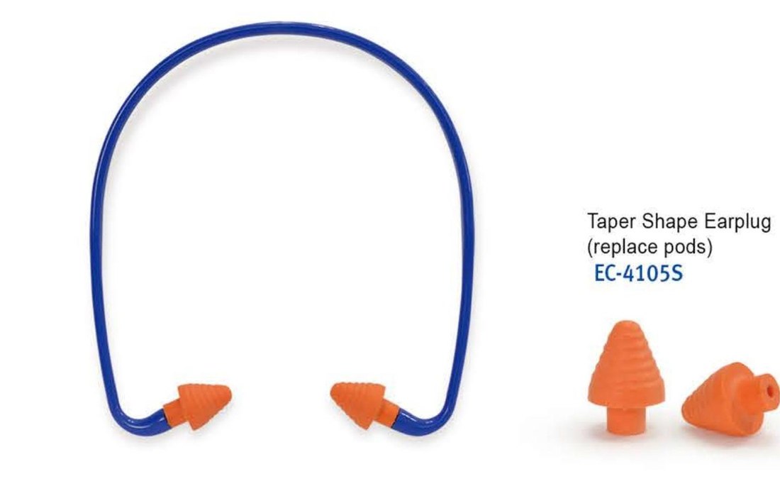 EC-4105 bell-shape banded earplugs with replacement pods, unbranded product photo