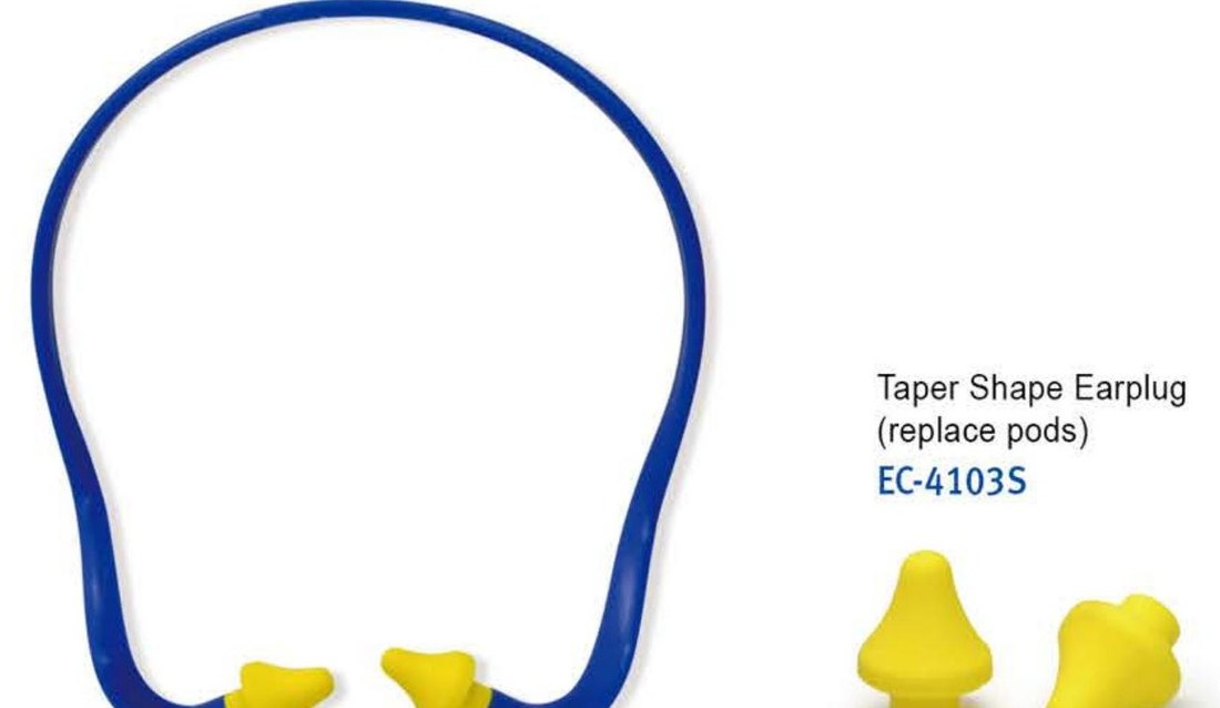 EC-4106 taper-shape banded earplugs with replacement pods, unbranded product photo