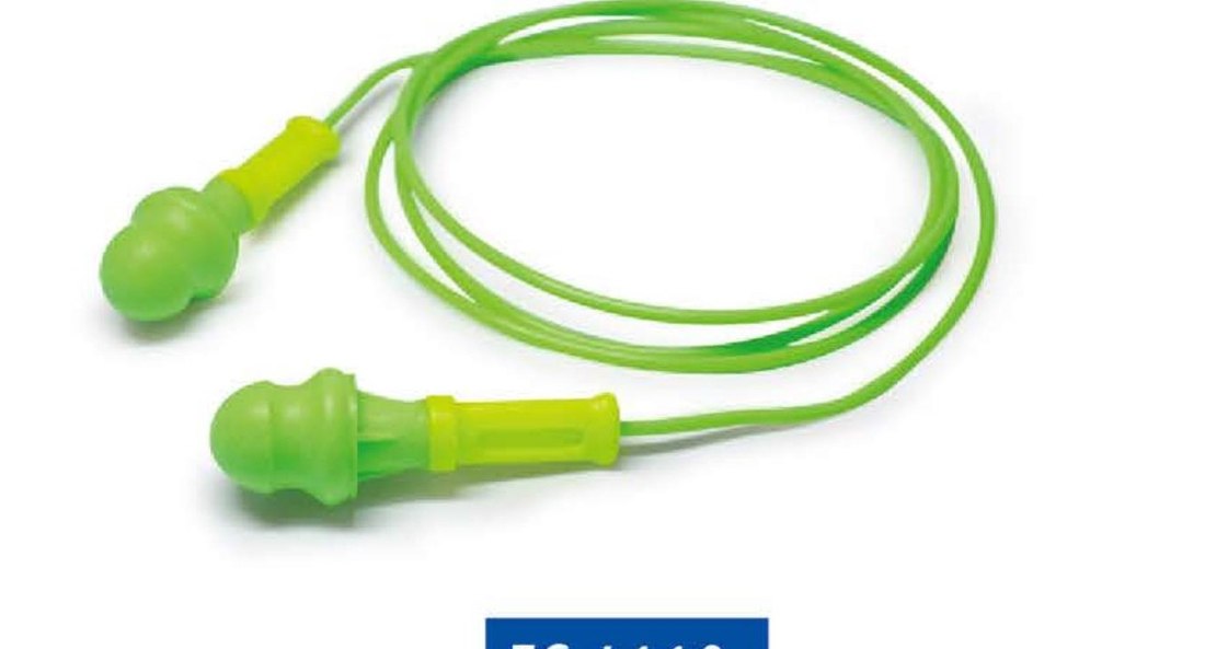 EC-4110 green banded earplugs with cord, unbranded product photo