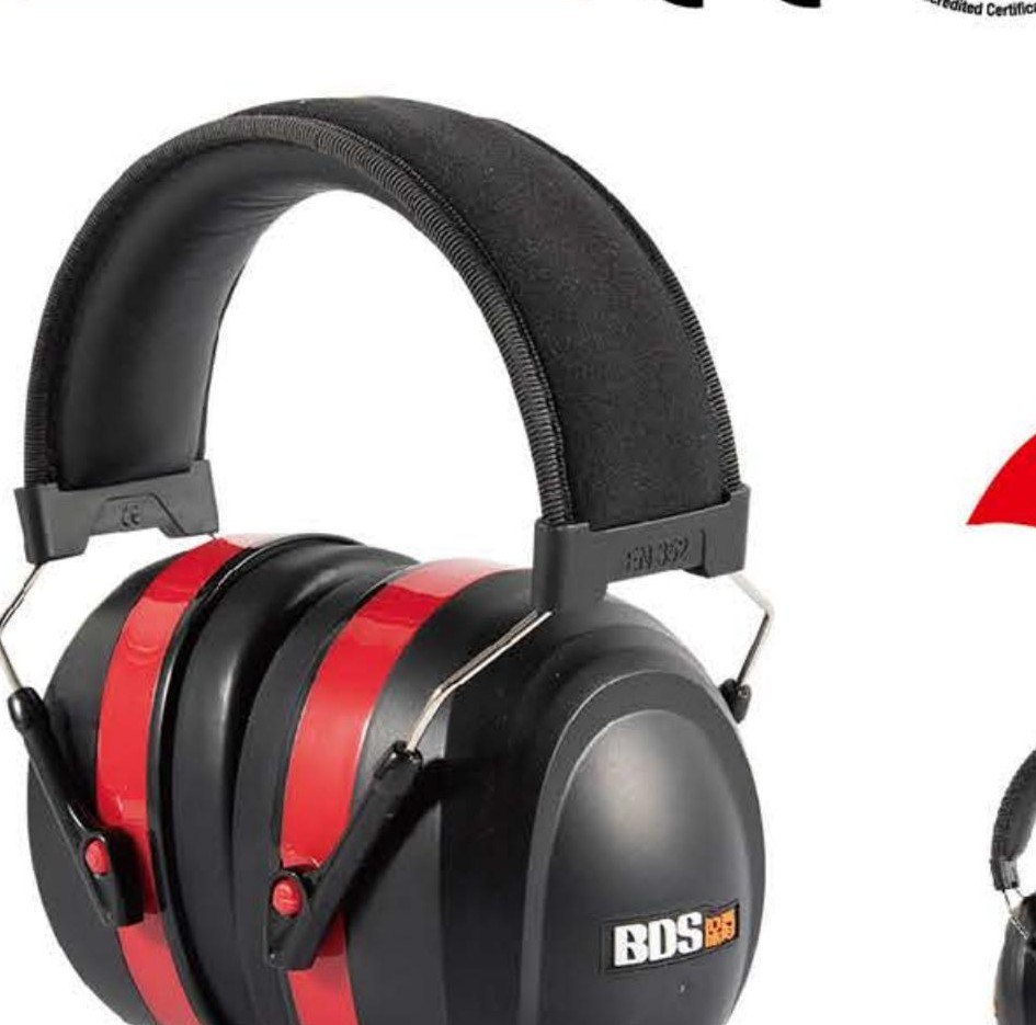 EM-5031 black/red shooting-style earmuff, unbranded product photo