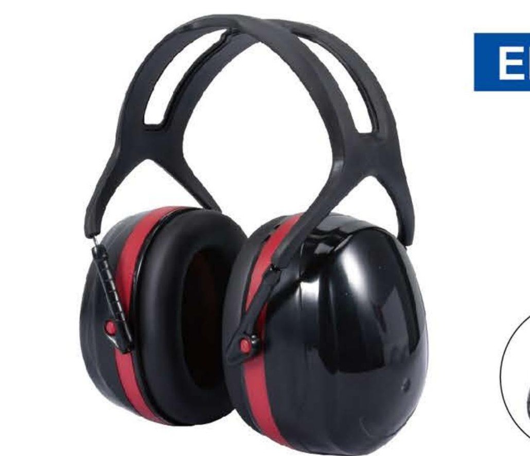 EM-7003 black/red headband earmuff, unbranded product photo