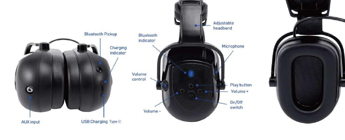 EM-9001M-E compact Bluetooth electronic earmuff, unbranded product photo