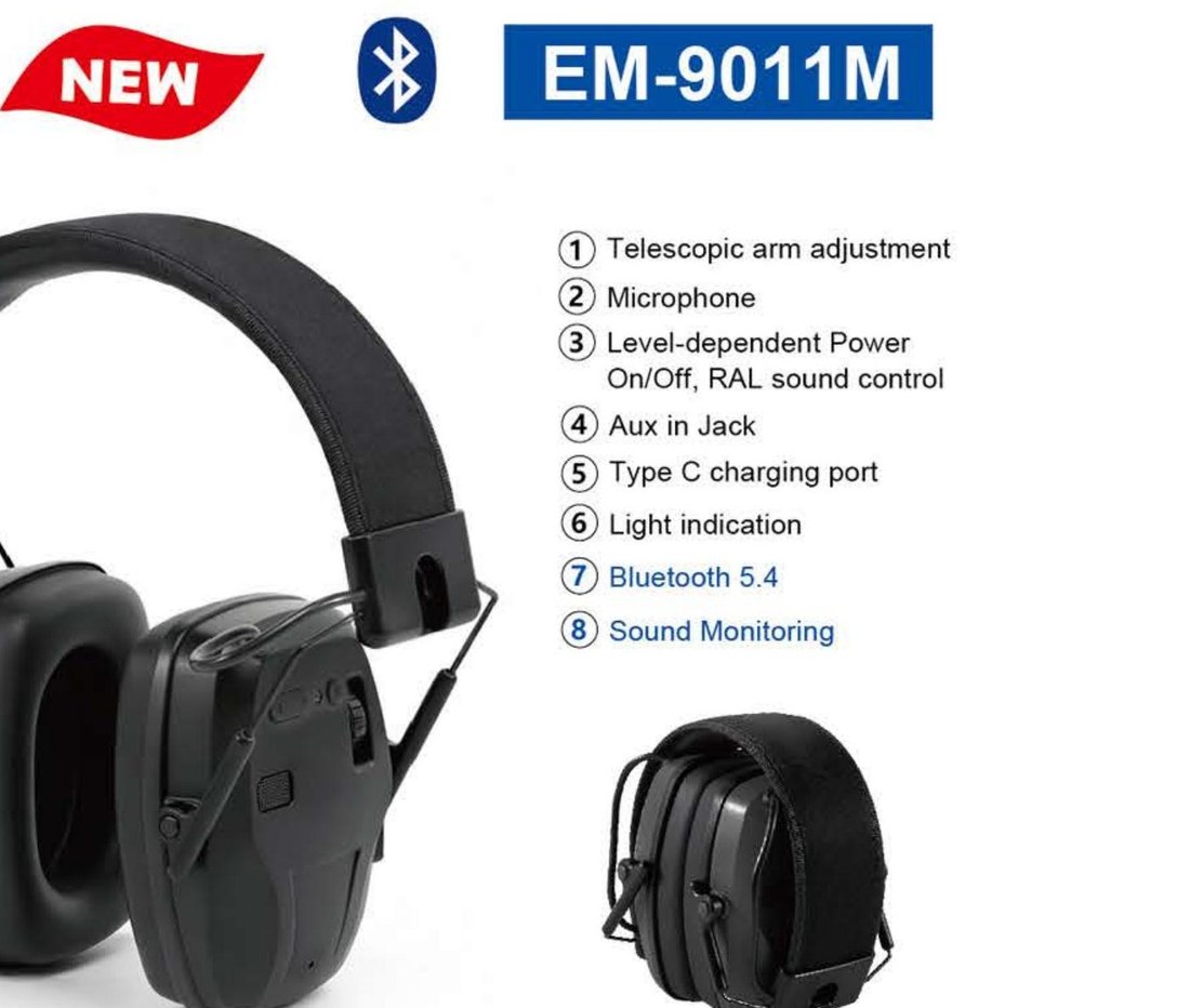 EM-9011M Bluetooth electronic sound-canceling earmuff, unbranded product photo