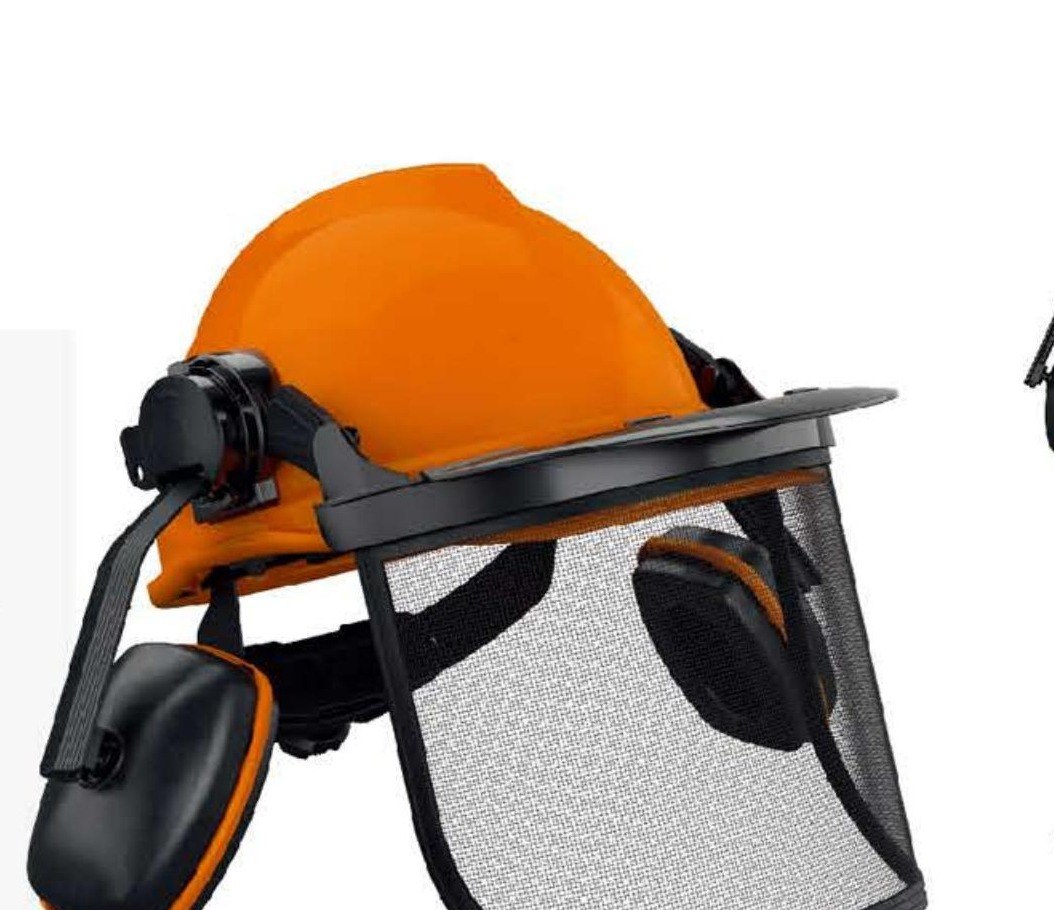 FS-3 metal mesh face visor combination kit with helmet and earmuffs, unbranded product photo