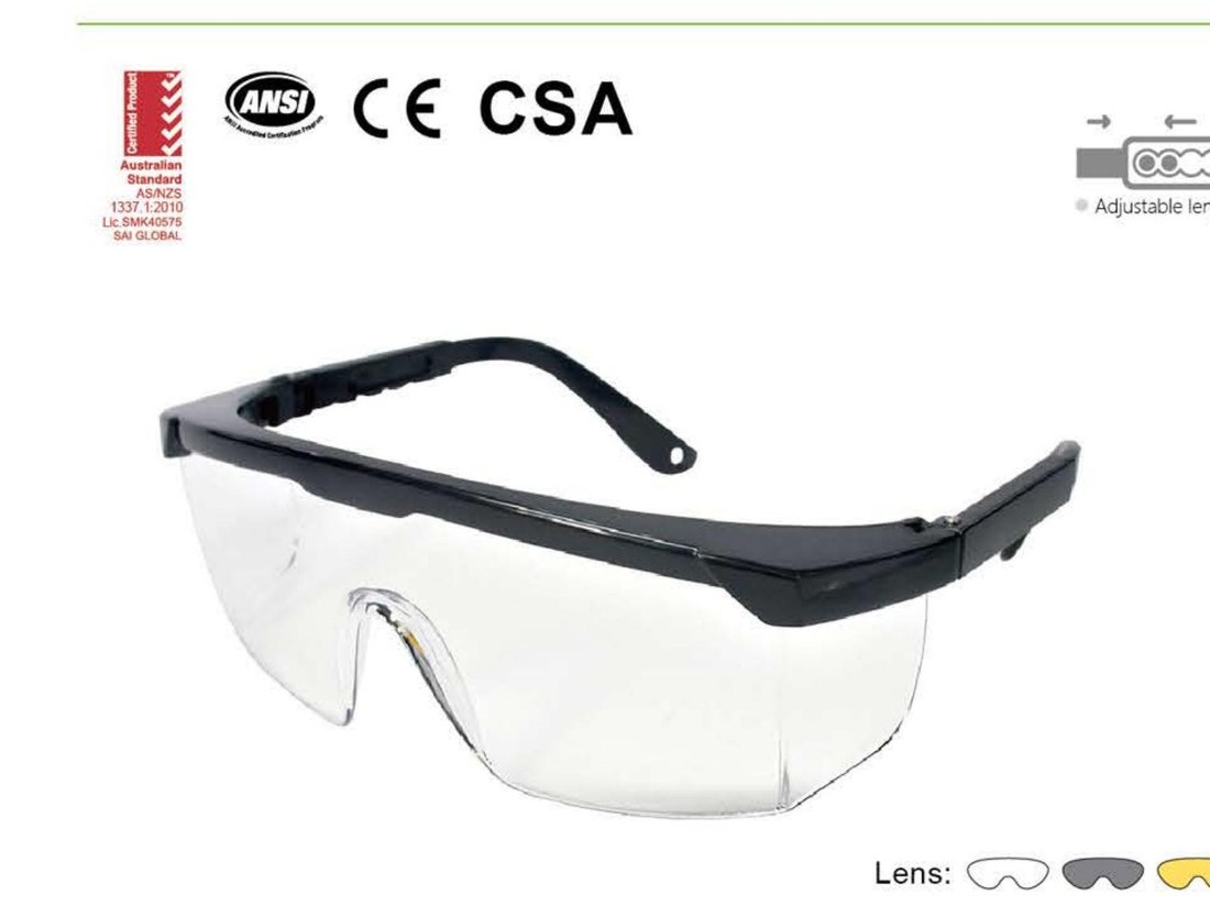 SG-71003 adjustable-temple safety glasses, unbranded product photo