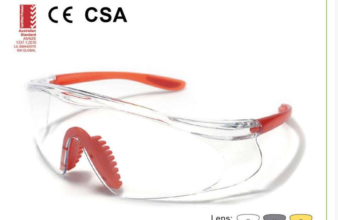 SG-71046 red-accent safety glasses, unbranded product photo