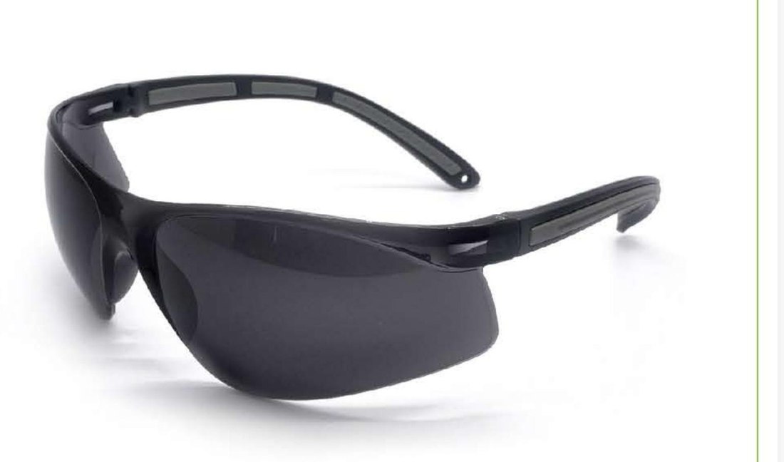 SG-71058 all-black smoke lens safety glasses, unbranded product photo