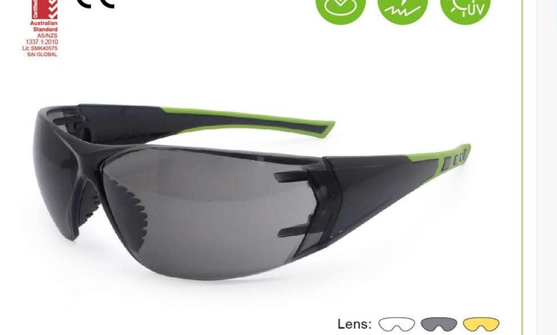 SG-71061 smoke lens safety glasses, unbranded product photo